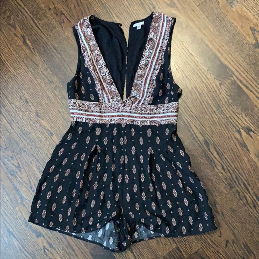 printer navy blue romper